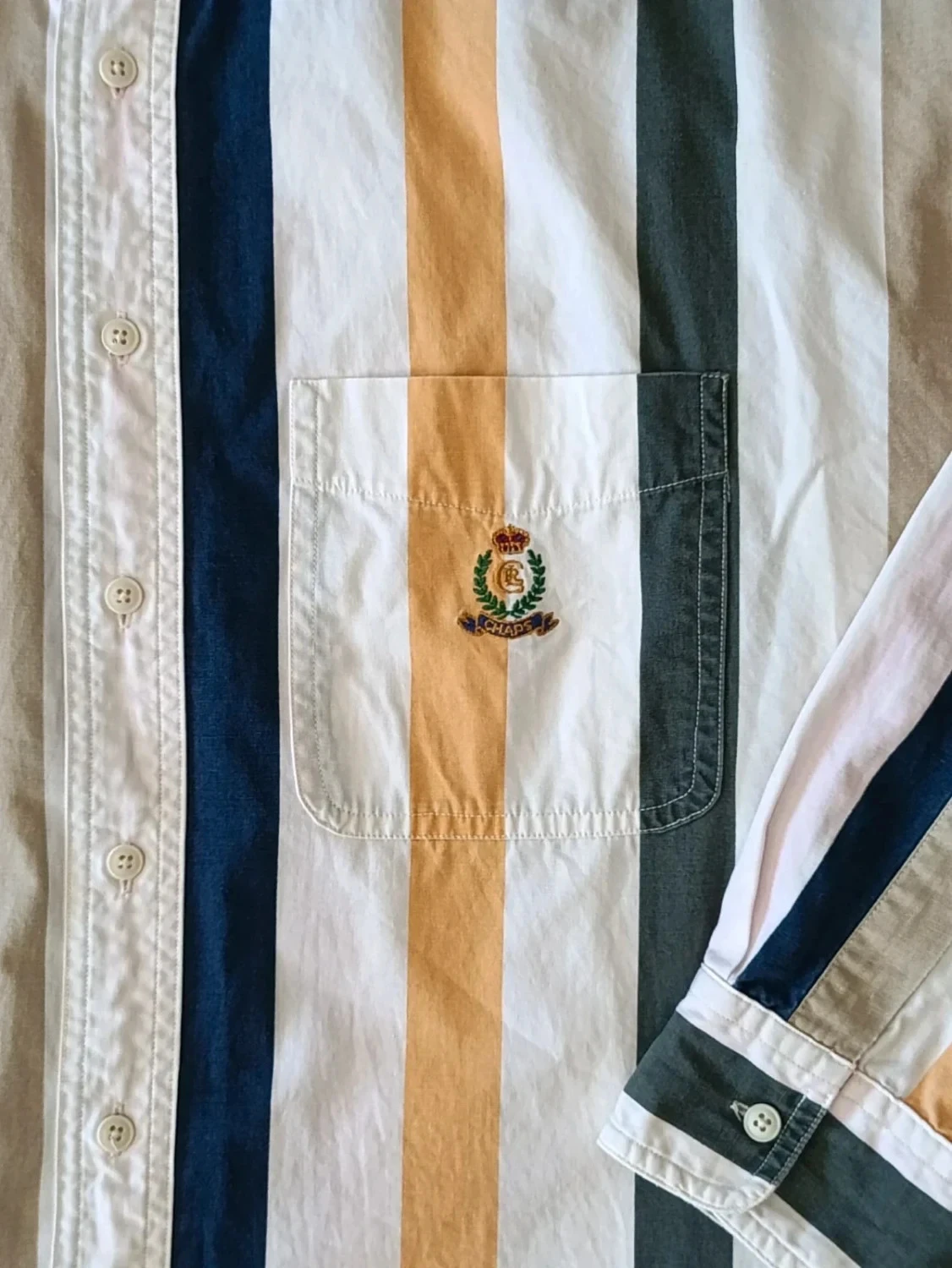 Chemise Chaps Ralph Lauren Vintage regenboogstrepen Geborduurd logo Maat XL – photo 6